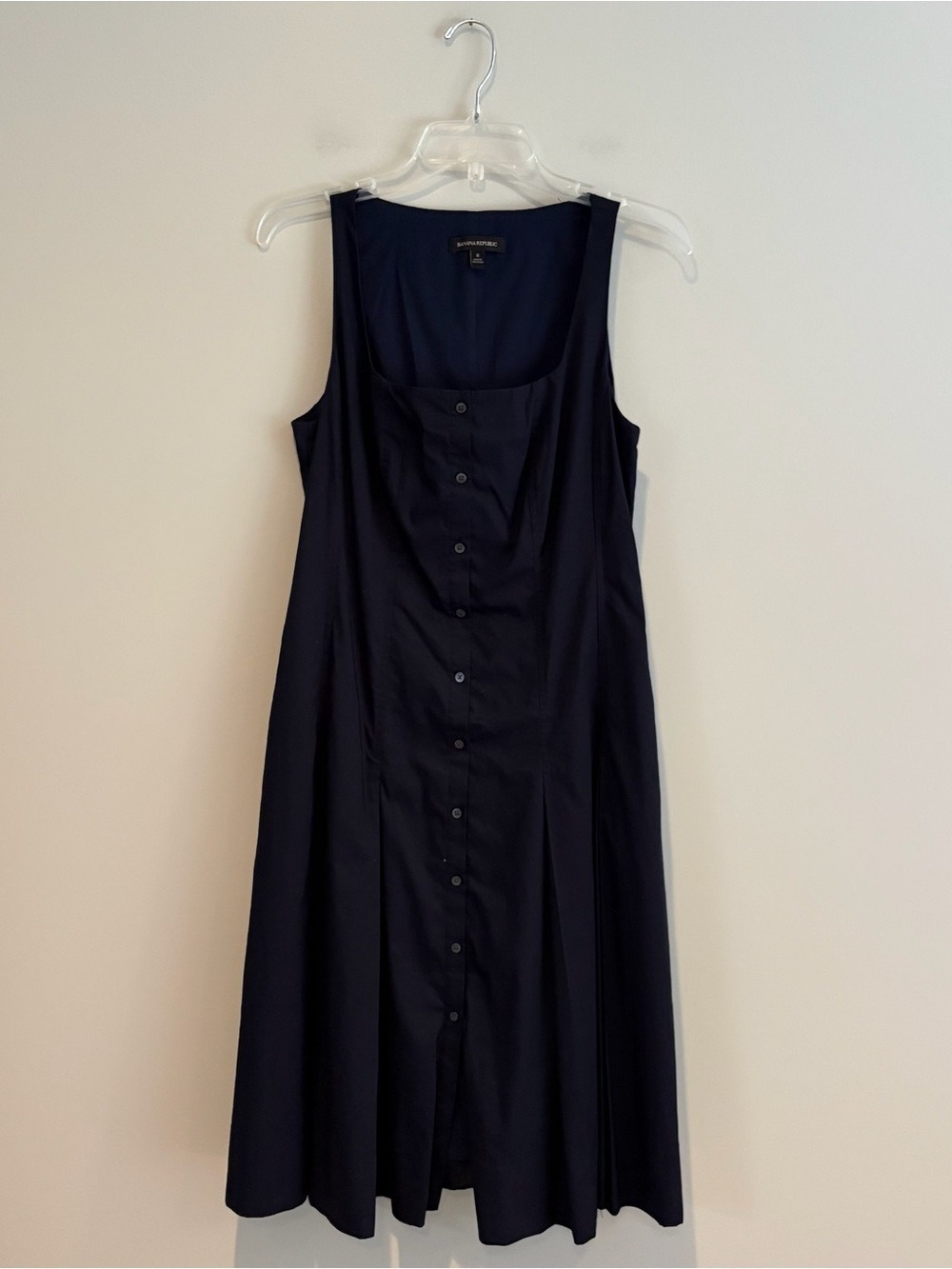 Banana Republic Navy Button-Front Midi Dress Size 8